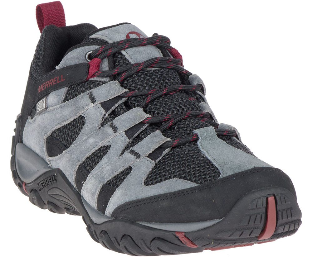 Buty Trekkingowe Merrell Męskie Szare/Czarne - Alverstone Waterproof Wide Width - 328165-WOC